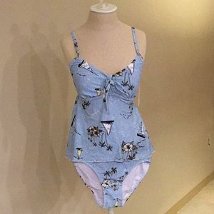 Caribbean Soul New Blue Tankini Sailboats Size S